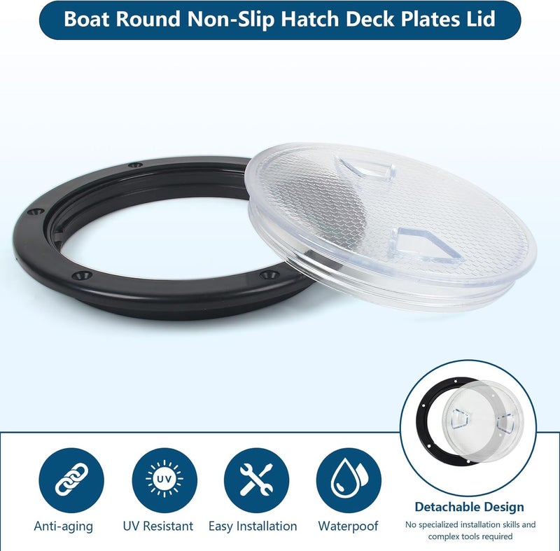 BALAVA Boat Hatch 4in/6in/7.2in,Boat Deck Plates Round Non-Slip Inspection Hatch with Clear Detachable Cover,Marine Access Hatches Deck Hatches for RV Yacht KayakScrews Included(1/2Pack) - Image 4
